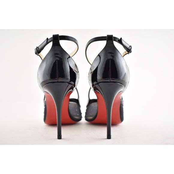 Christian Louboutin Twistissima Strass 85 Black Patent Mesh Strap Heel Pump 36.5 - Picture 8 of 9